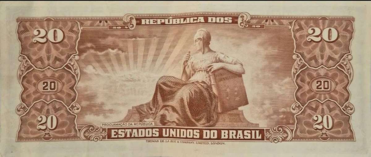 Brazil 20 Cruzeiros Banknote  Marechal Deodoro da Fonseca (Republic Issue)