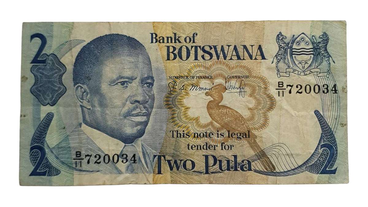 Botswana  2 Pula  Bank of Botswana  1976 Early Issue  Seretse Khama