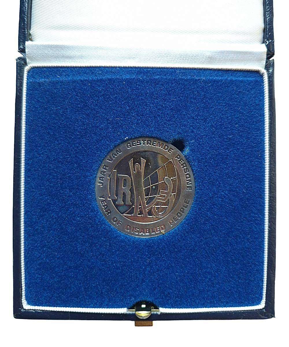 South African Mint silver proof commemorative medal Year of Disabled People (1981).