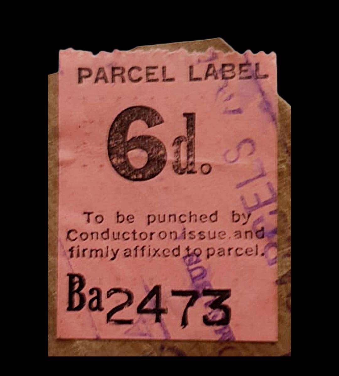 Vintage 6d Parcel Label  Conductor-Issued  Early British Transport Ephemera (Serial Ba2473)