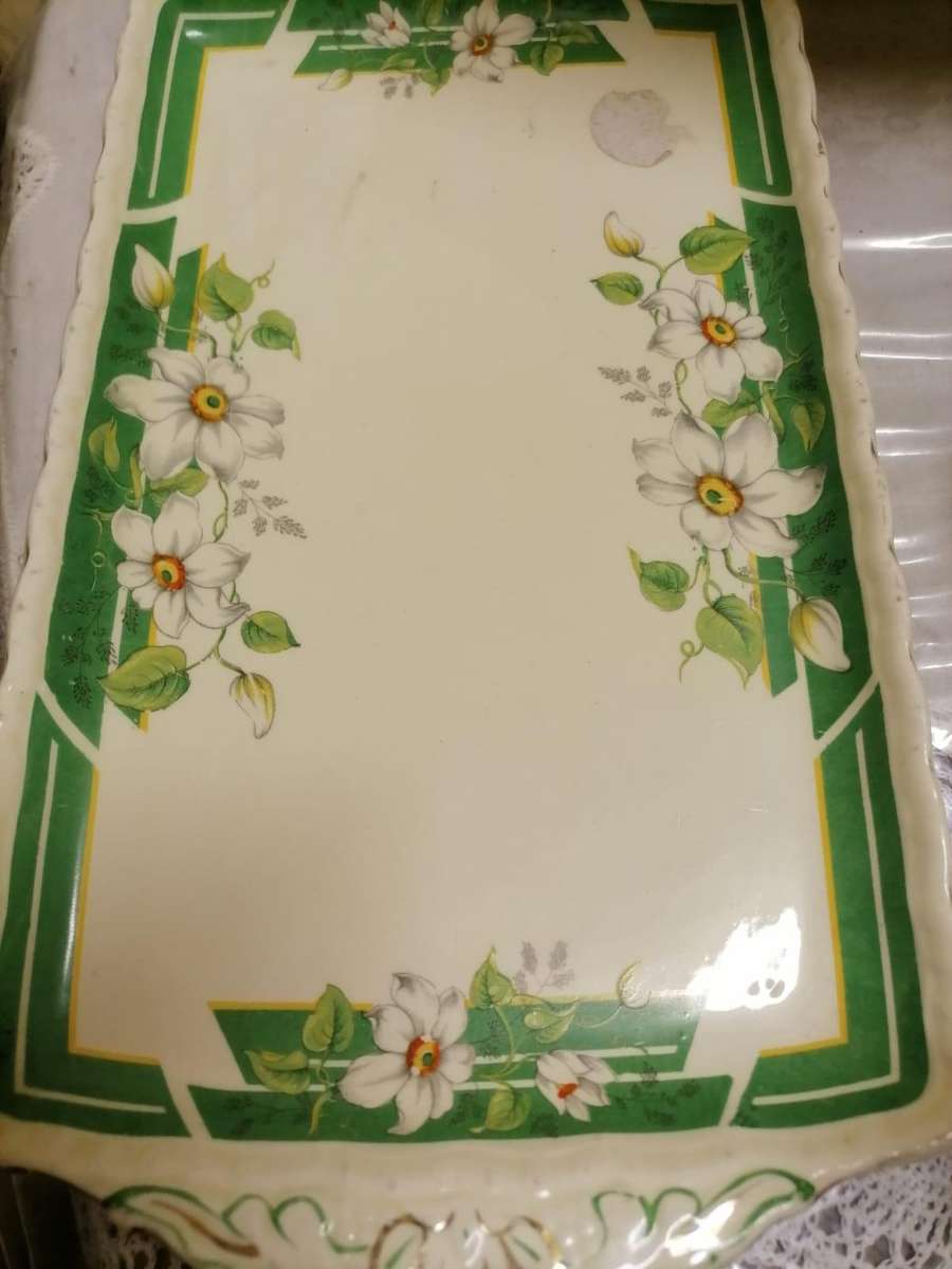 Vintage Grindley England Rectangular Serving Tray  Floral Design  1930s1950s