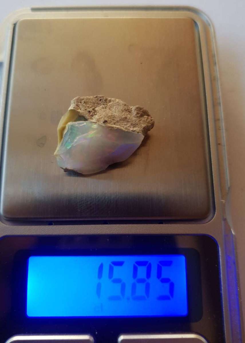 Natural Ethiopian Welo Opal Rough in Matrix  Intense Multicolor Fire (Uncut) 15.85ct