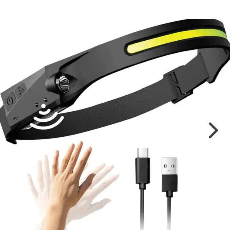 LED Head Lamp 6-Pack COB XPE 350 Lumens Hand Sensor Type-C Rechargeable Camping Hiking