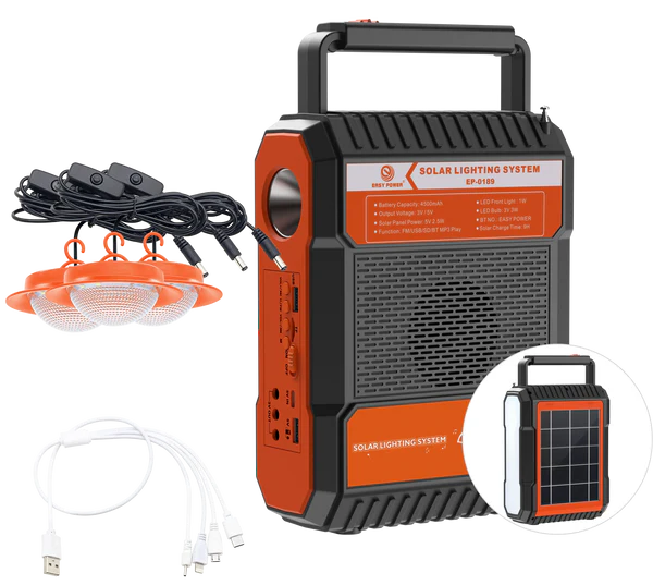 4500mAh Solar Lighting System | 3 LED Bulbs | Bluetooth Speaker | USB Power Bank | Load Shedding SA