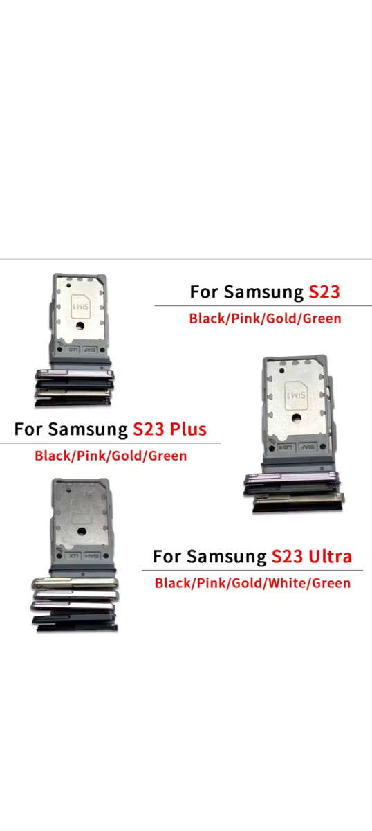 For Samsung S23 / S23 Plus / S23 Ultra Dual SIM Card Tray Replacement  Black (5-Pack)