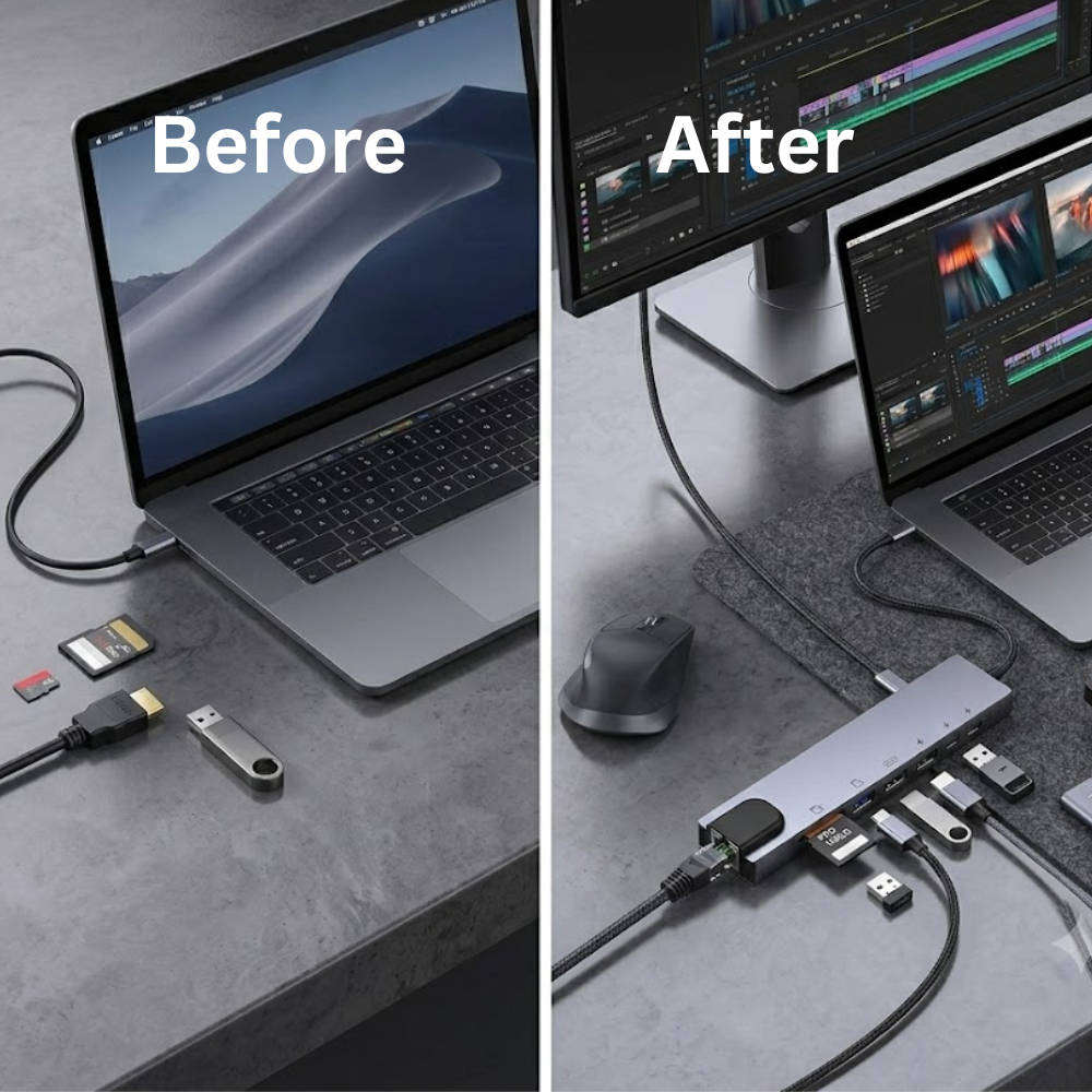 8-in-1 USB-C Hub for MacBook, Dell, HP & Lenovo | 4K HDMI | Gigabit LAN | USB 3.0 | SD Card Reader