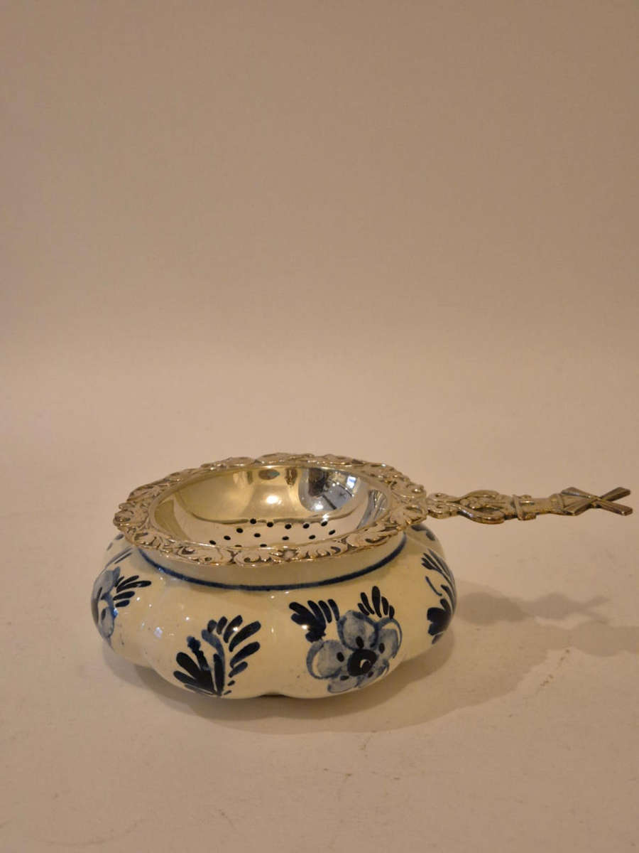 Vintage Delft Blue Tea Strainer