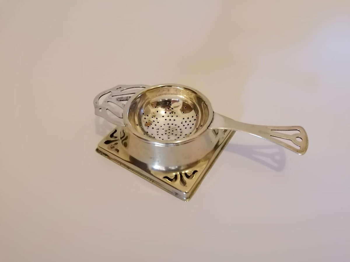 Silver Tea Strainer and Drip Bowl