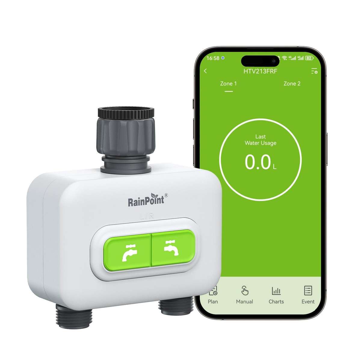 RainPoint Wireless Smart Wi-Fi 2-Zone Irrigation Timer (Device Only)