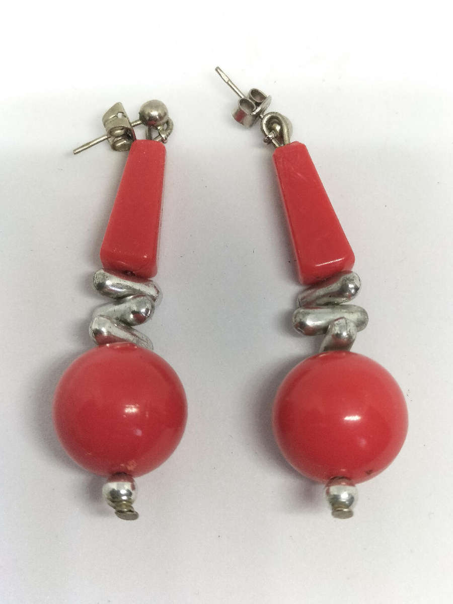 Vintage Retro Earrings Red