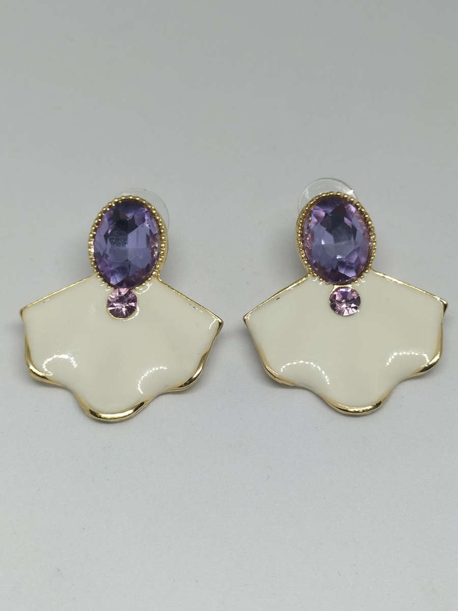 Cat Brooch and Earring Set Purple