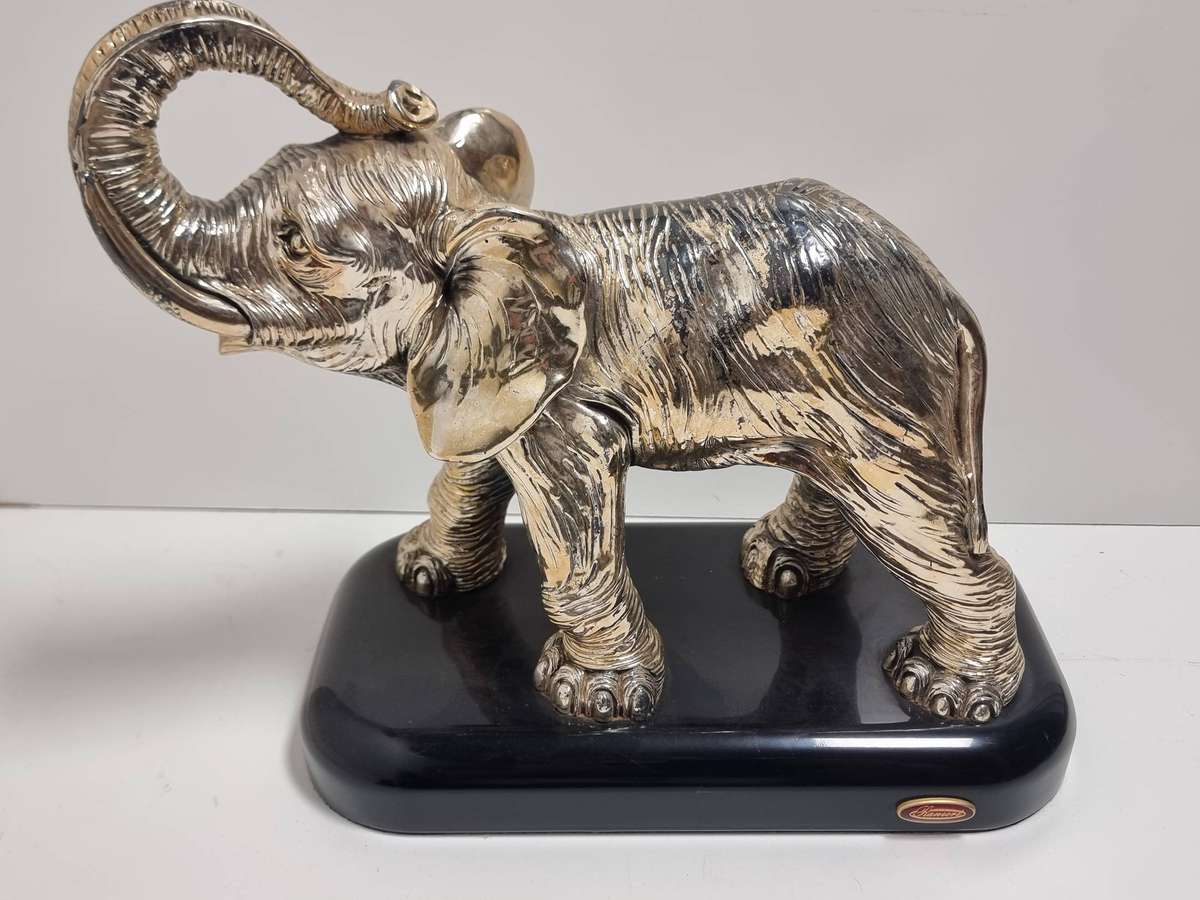 Gold Toned Elephant Sculpture By Ranieri