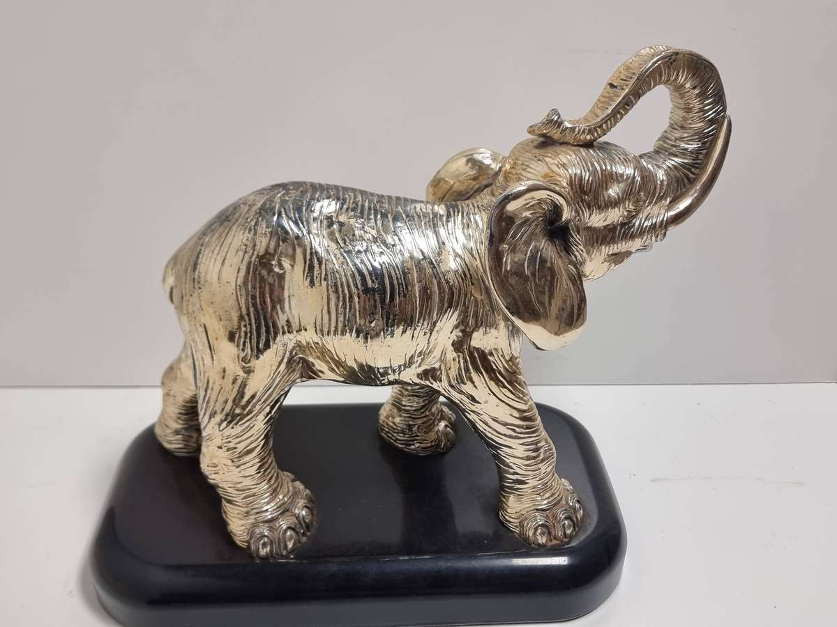 Gold Toned Elephant Sculpture By Ranieri
