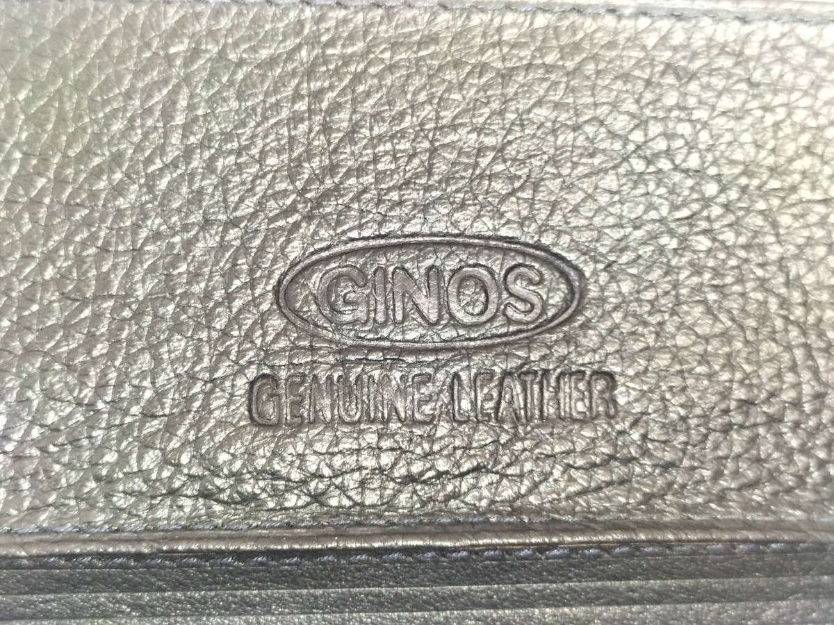 Ginos genuine leather large wallet Navy