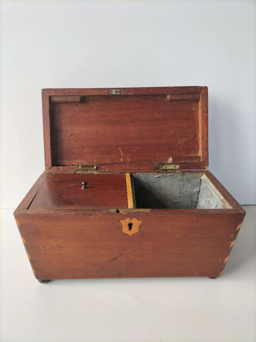 Antique Inlaid Wooden Tea Caddy/Chest