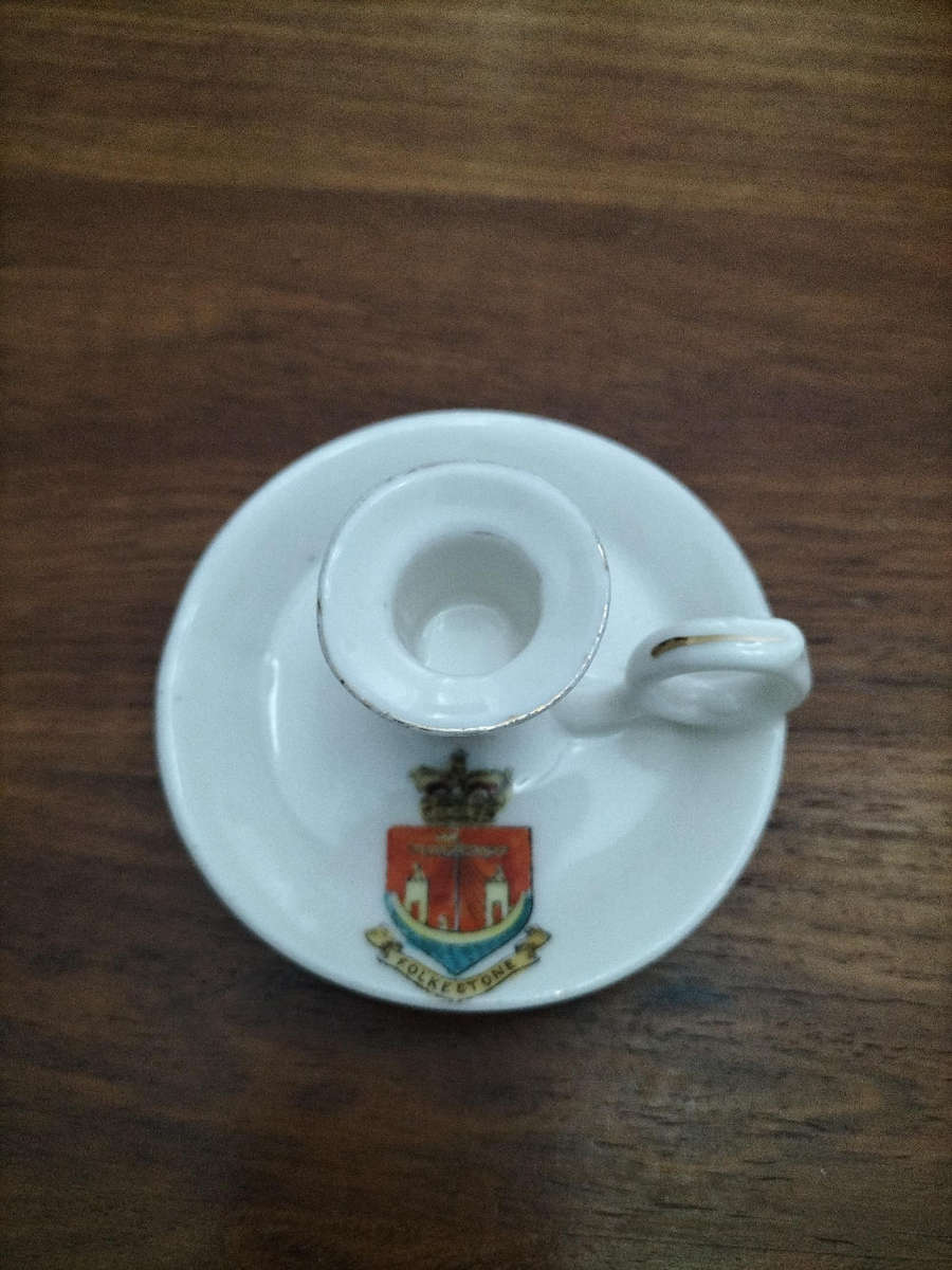 Antique Gemma crested China candlestick