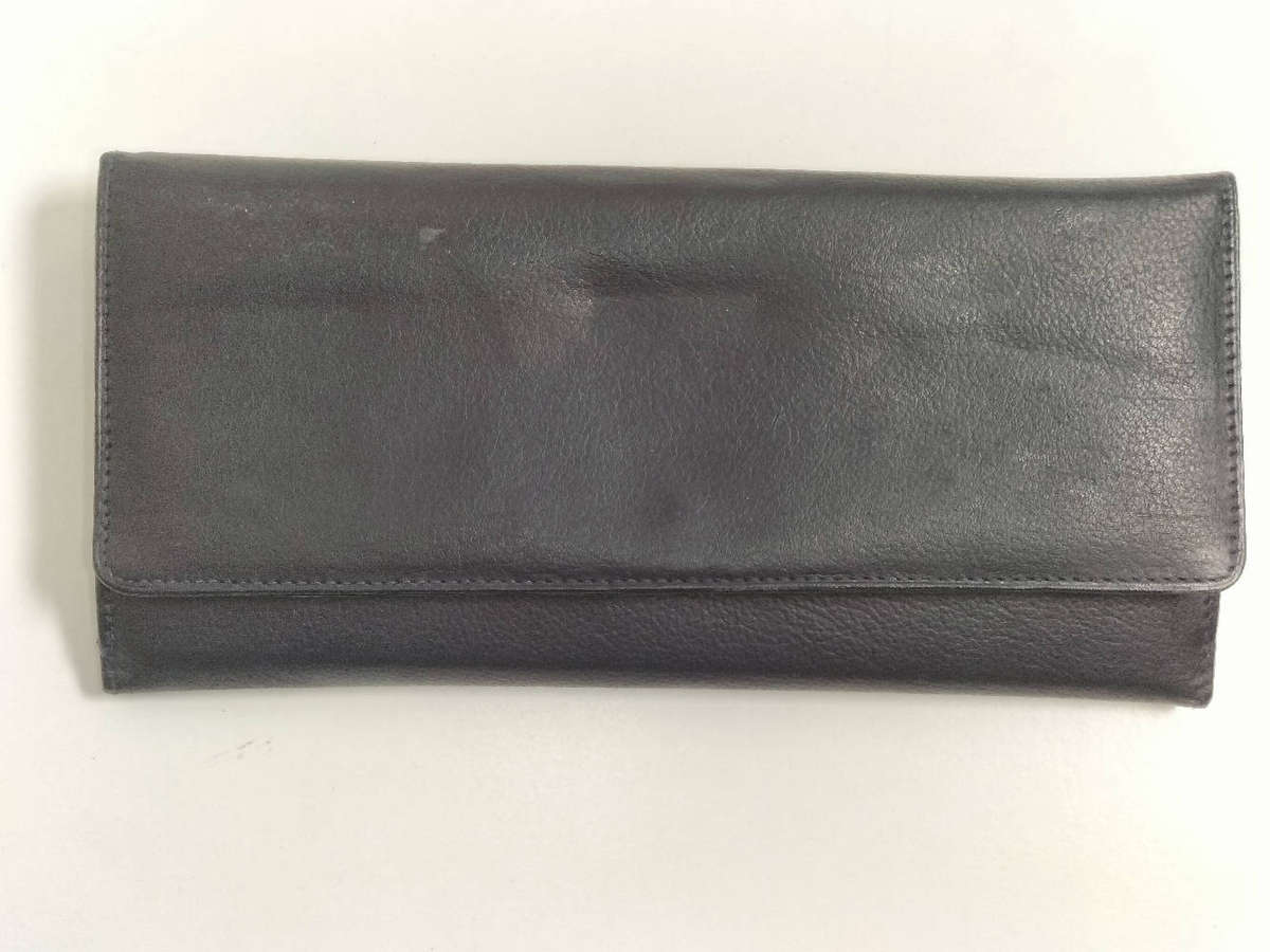 Ginos genuine leather large wallet Navy