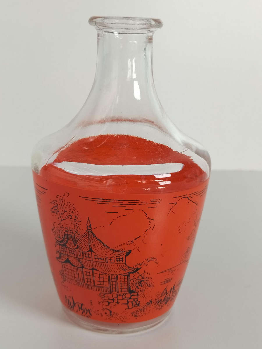 Vintage Luminarc France Decanter Red Asian Inspired