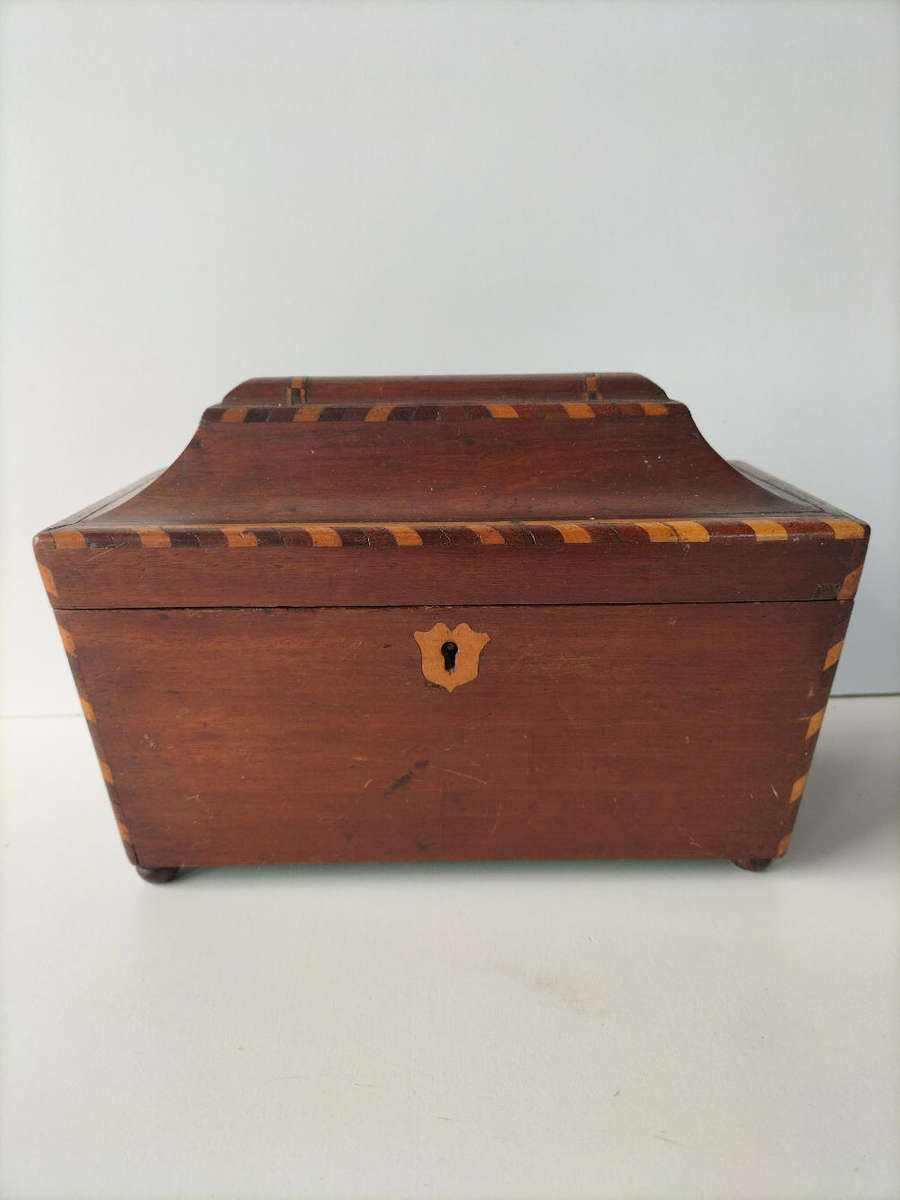 Antique Inlaid Wooden Tea Caddy/Chest