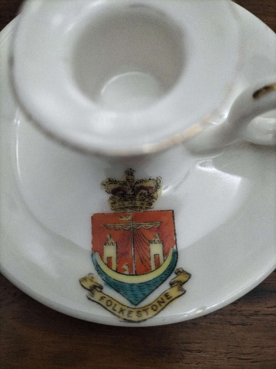 Antique Gemma crested China candlestick