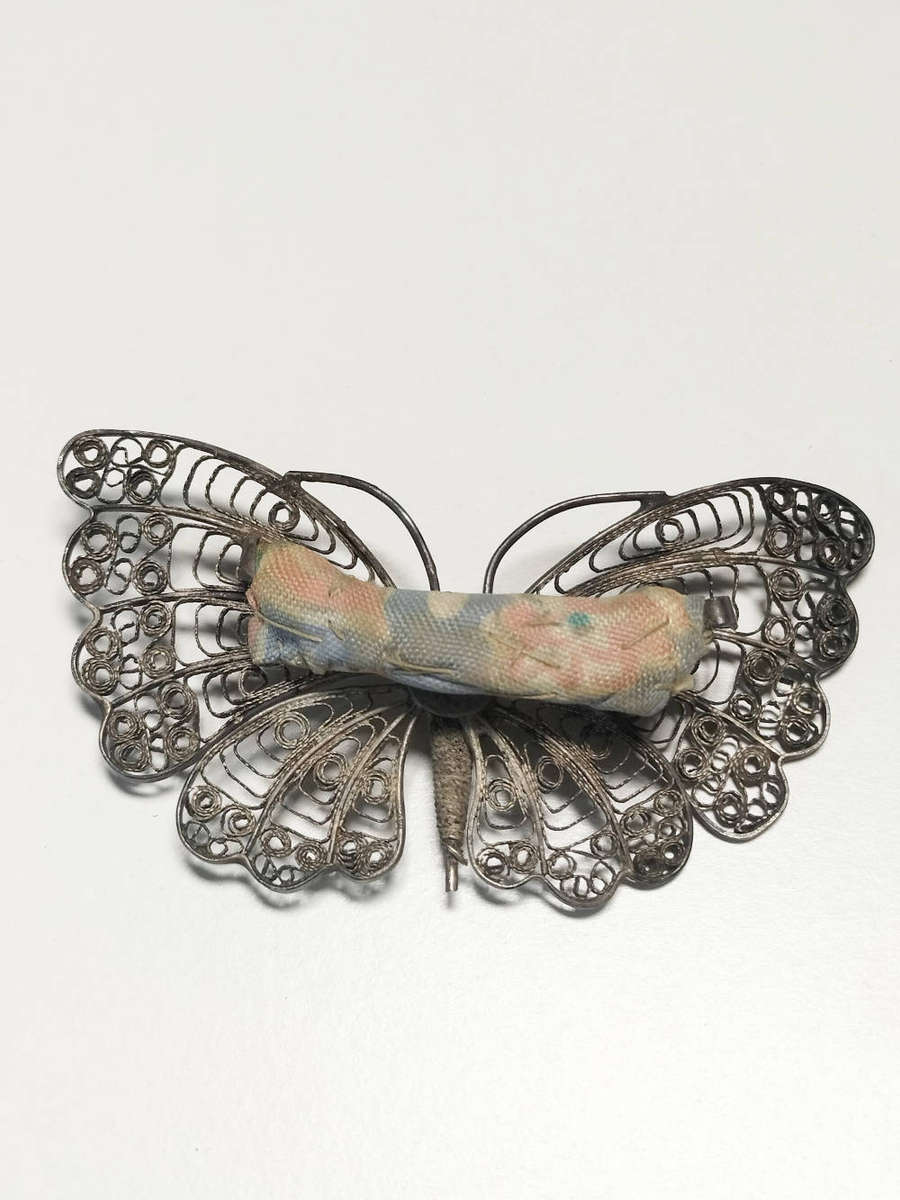 Vintage Silver Filigree Butterfly Brooch
