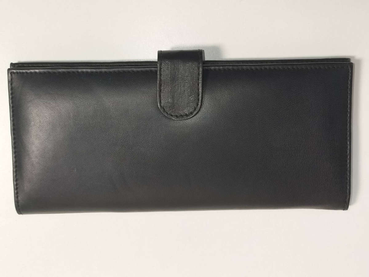 Large black leather wallet