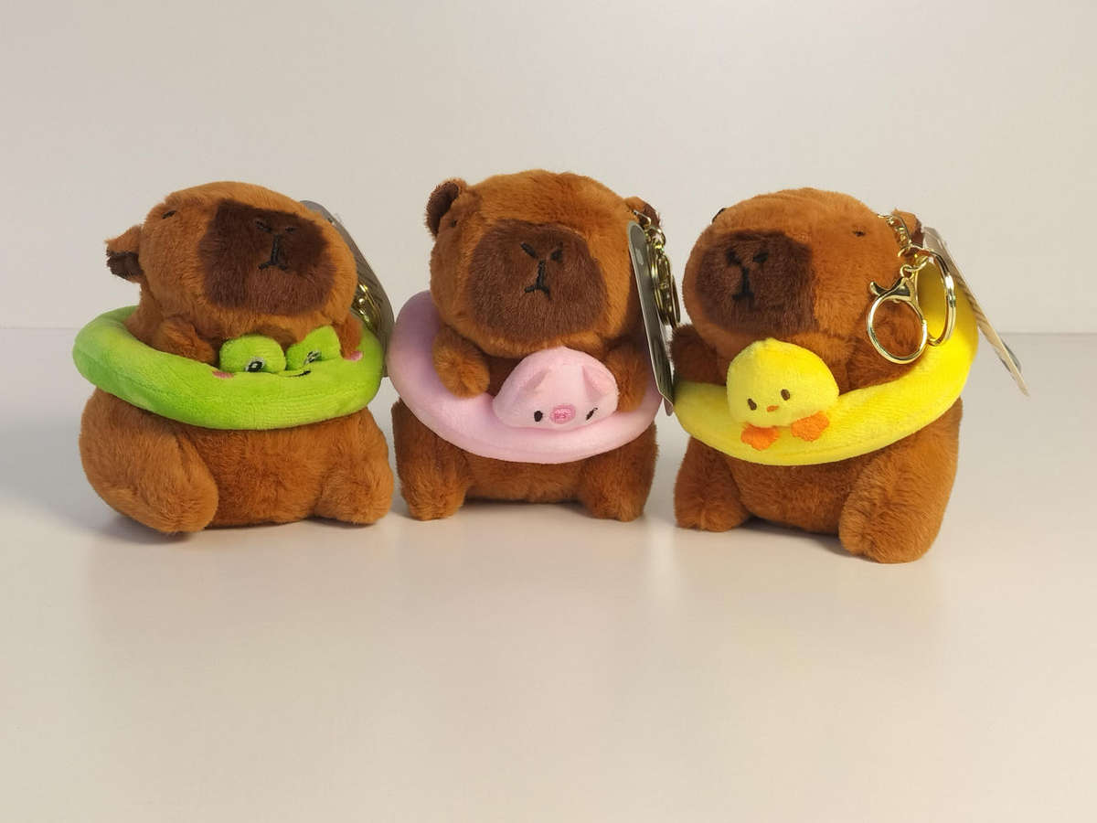 Capybara plush keyring cuties with removable swim tube