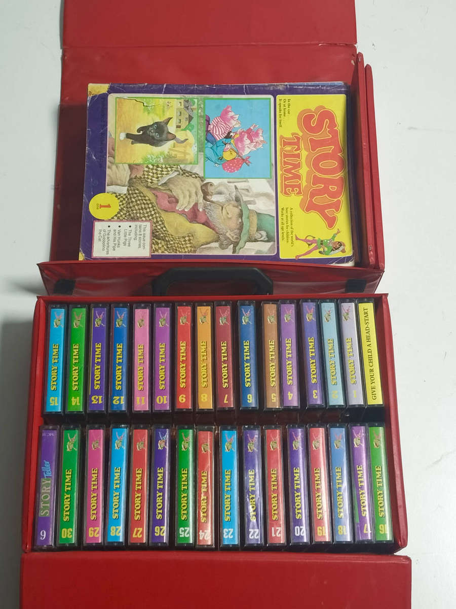 Vintage Collection of Children's Cassette tapes and Magazines in case
