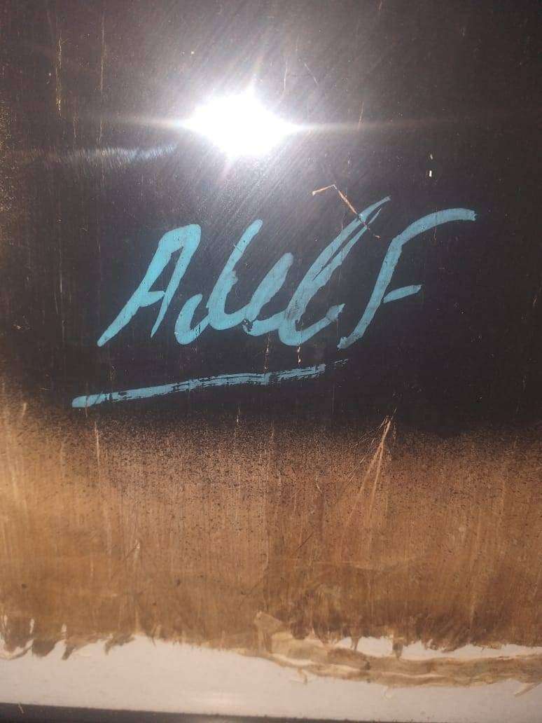 beautiful large framed art piece in glass/wood frame 1.09m x 790mm