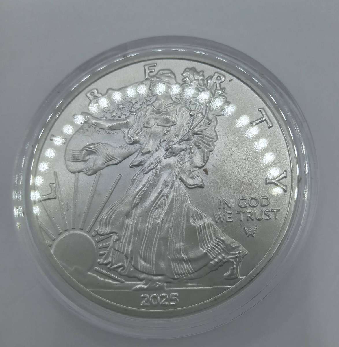 2025 USA LIBERTY WITH EAGLE ONE DOLLAR COMMEMORATIVE 1 OZ SILVER CLAD COIN IN CAPSULE