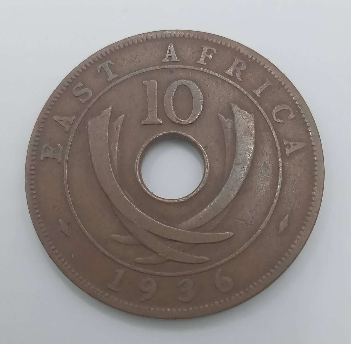 1936 EAST AFRICA TEN CENTS COIN- EDWARD VS VIII