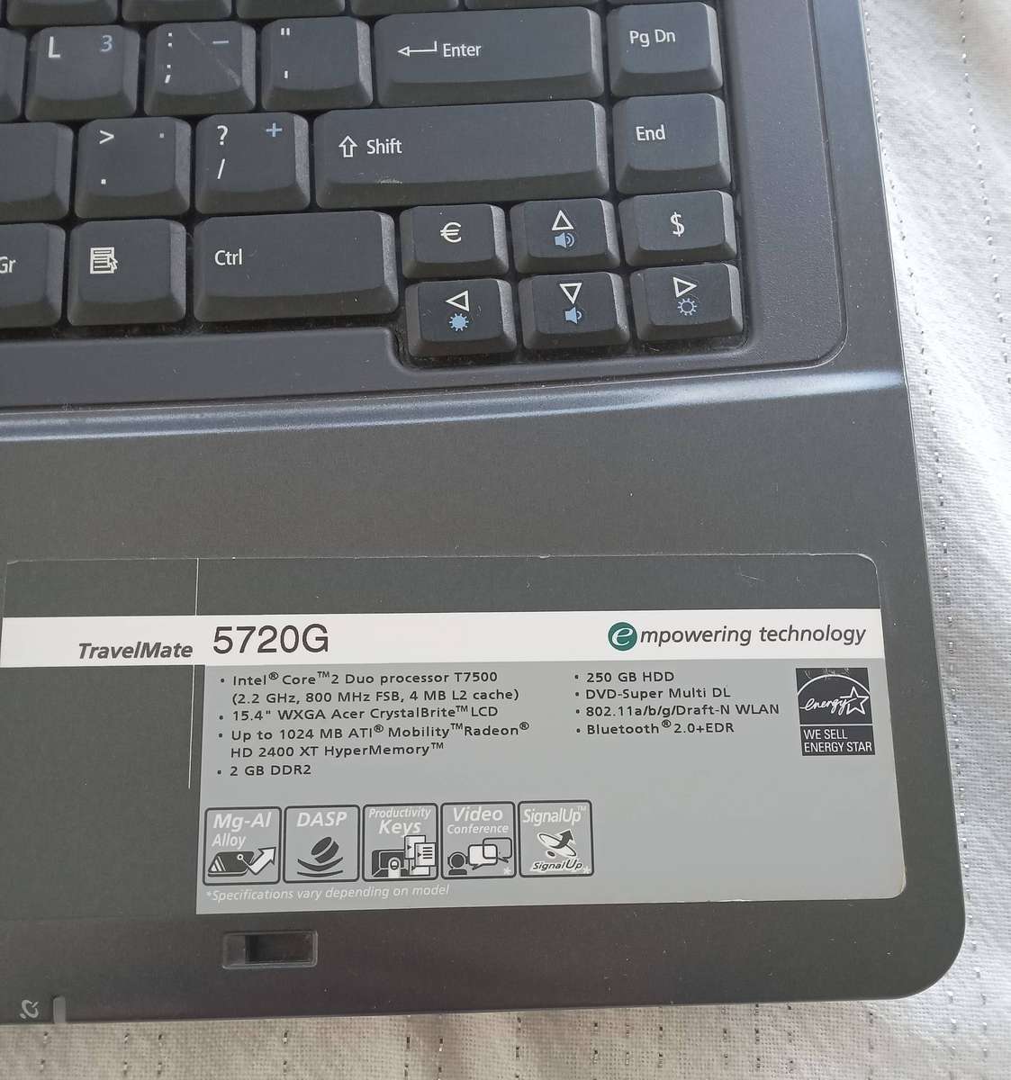 ACER TRAVELMATE 5720G LAPTOP