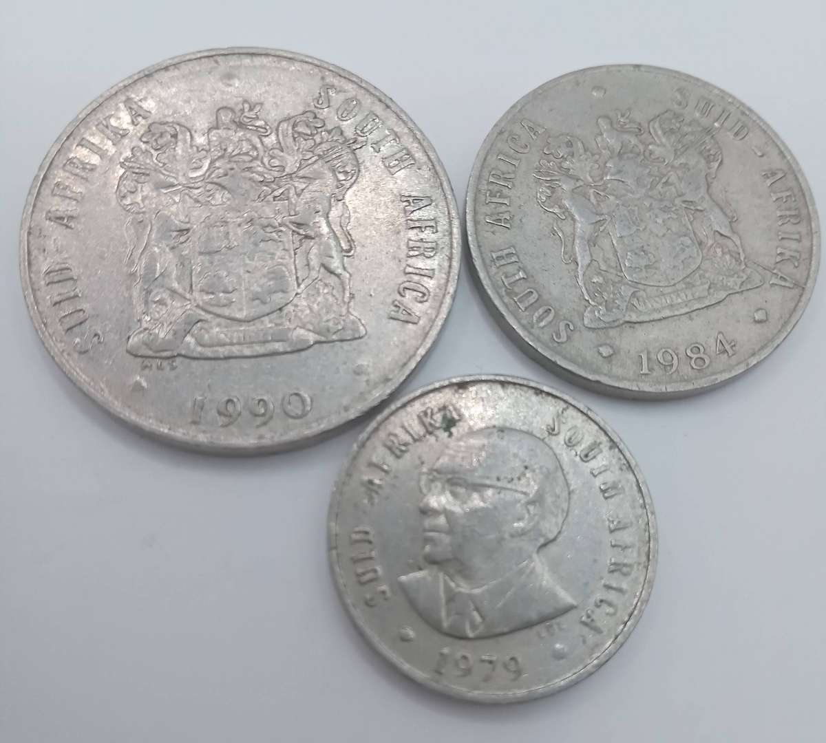 THREE RSA COINS: 1 X 1980 X 20 CENT, 1 X 1984 X 10 CENT AND 1 X 1979 X 5 CENT- ONE BID TAKES ALL