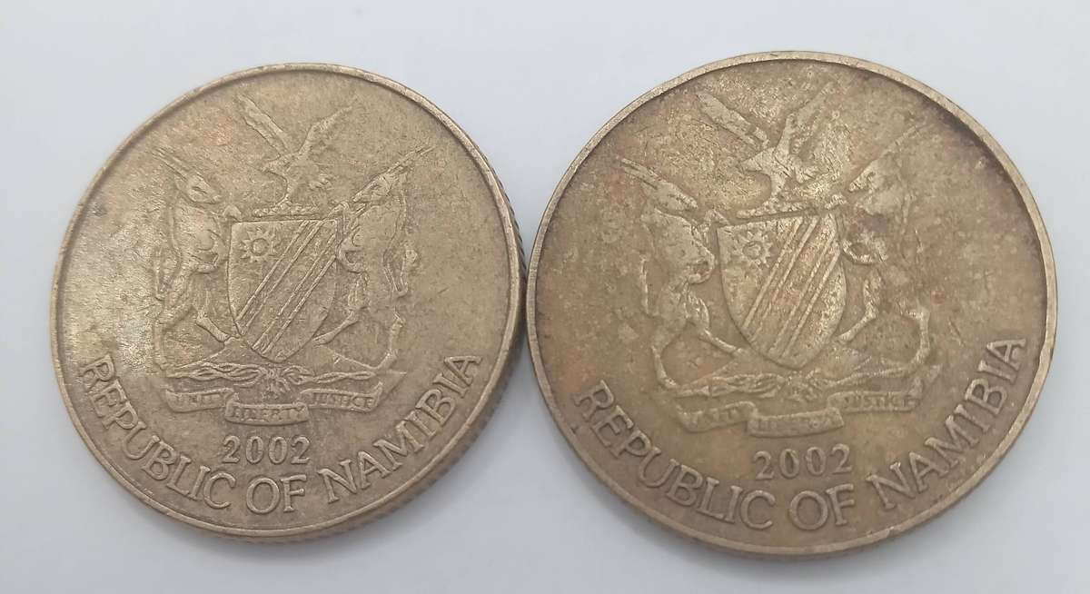TWO 2002 NAMIBIAN 1 DOLLAR COINS
