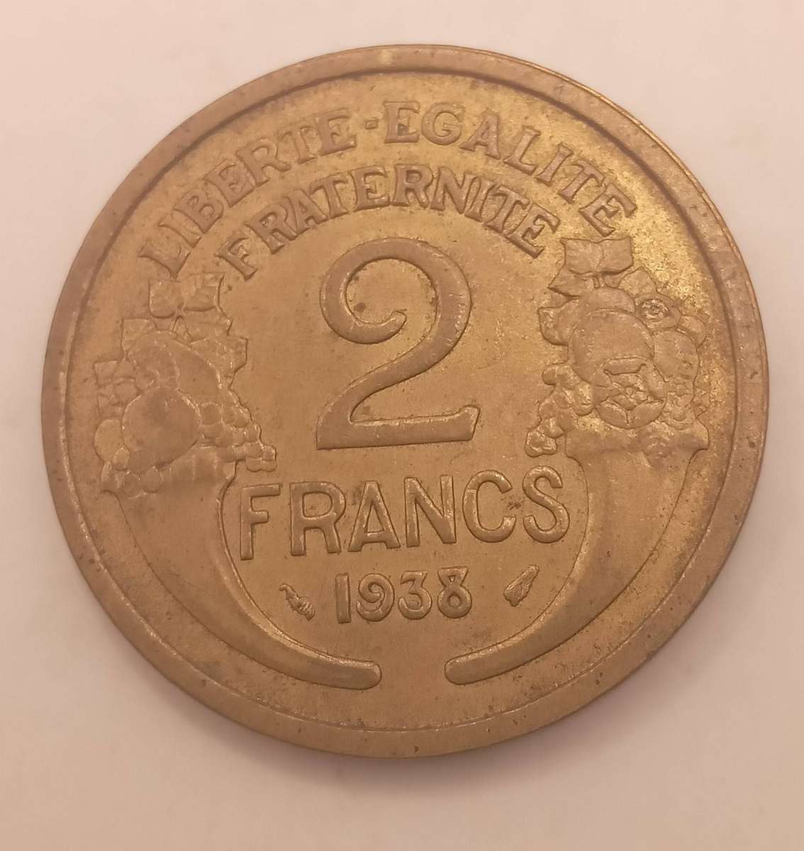 1938 REPUBLIQUE FRANCAISE 2 FRANCS COIN