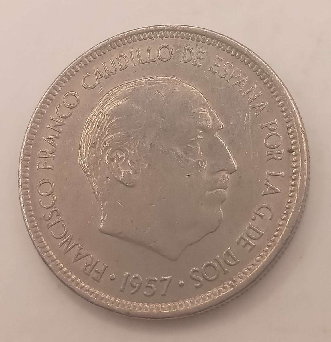 1957 SPAIN 5 PESETAS COIN