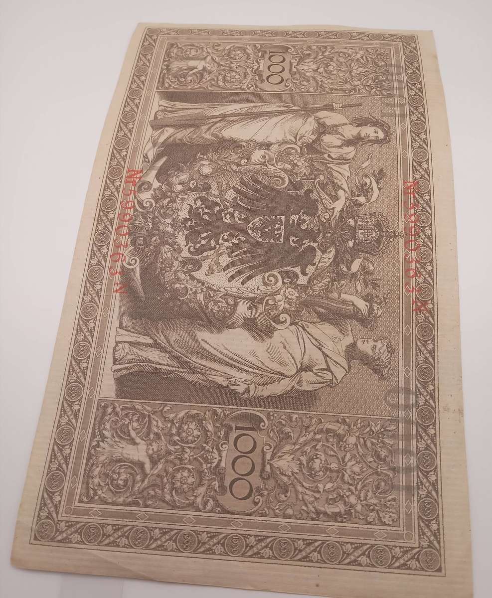 DEUTSCLAND REICHS BANK EIN TAUSEND MARK NOTE 21 APRIL 1910 - SERIAL NR 5990363N