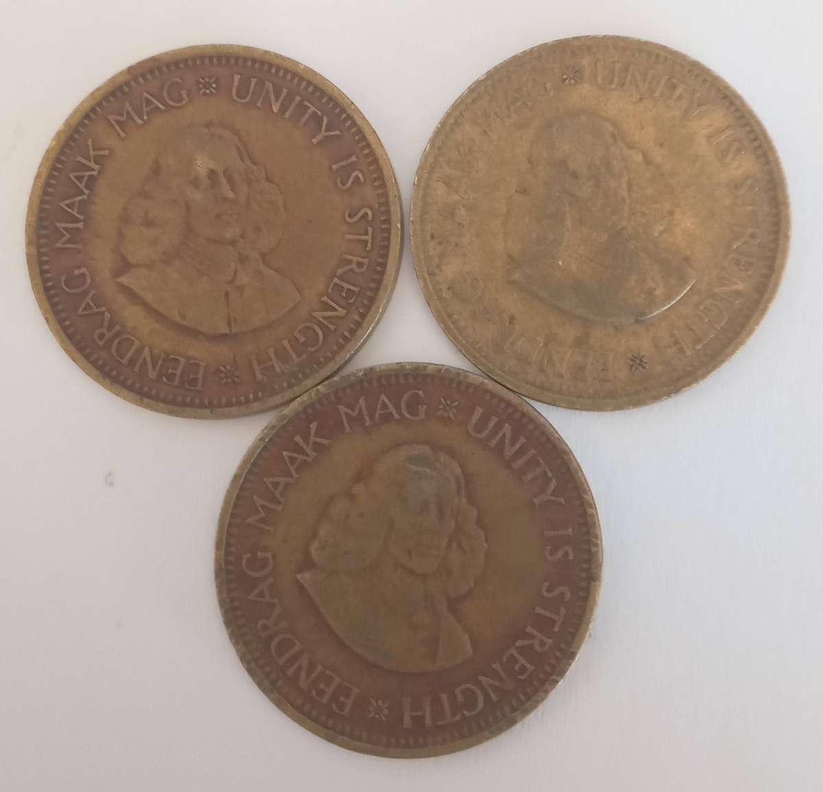 THREE 1961 SA OLD HALF CENT COINS