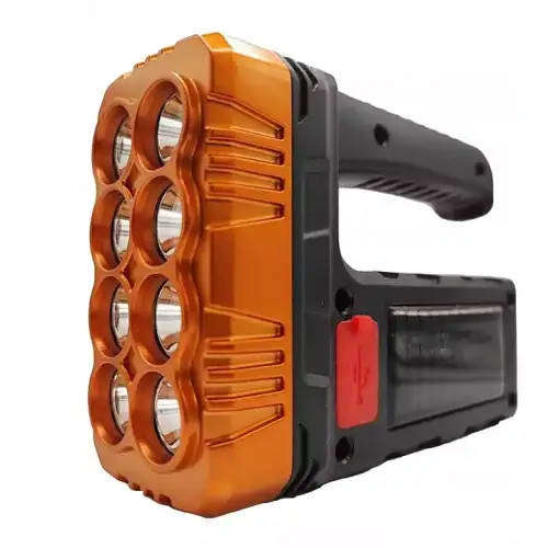 Ultra Bright 8 LED Flashlight Searchlight with USB and Solar Dual Charging TorchLight