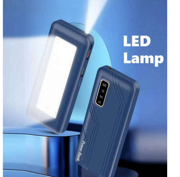 10,000 mAh White Power Bank with Bright Rear Lantern