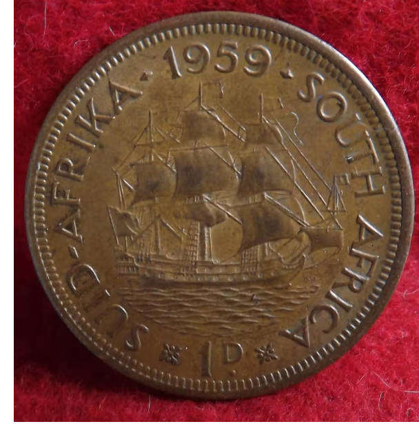 1959 PENNY - ELIZABETH II REGINA - UNION OF SOUTH AFRICA - HIGH GRADE