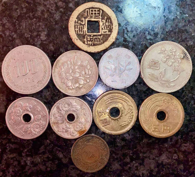 TEN CHINA ANDJAPAN COINS - MIX