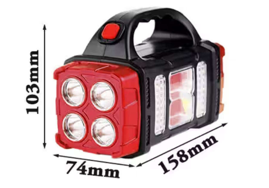 4 Front LED + 4 Rear LED + 32 Side LED + COB Lithium Battery Solar Rechargeable Multifunction Light