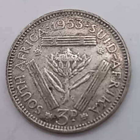 ONE 1953 SA THREE PENCE ( TICKEY )