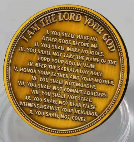 TEN COMMANDMENTS RELIGIOUS COMMEMORATIVE COIN IN CAPSULE