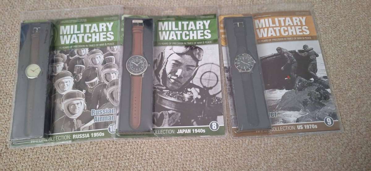 EAGLEMOSS MILITARY WATCHES - DIFFERENT ISSUES- 6 ISSUES STILL SEALED+ 4 0PENED AND 2 LOOSE WATCHES