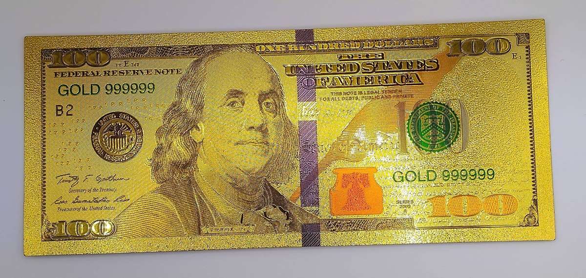 24 CT GOLD CLAD USA 100 DOLLARS PAPER MONEY