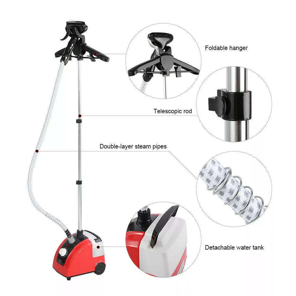 Professional Heavy-Duty Garment Steamer  Adjustable Stand & Fast Heat-Up