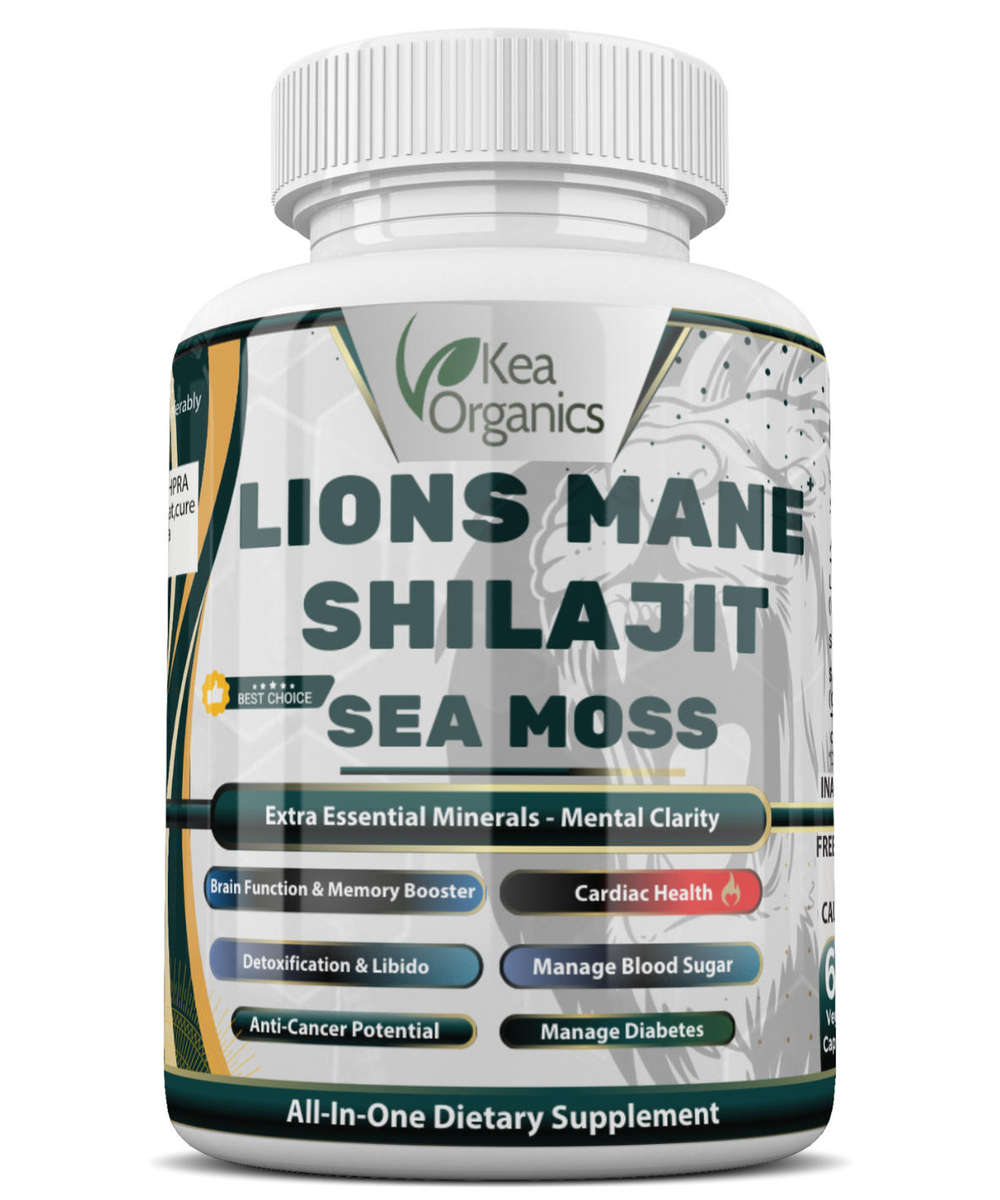 Lions Mane, Shilajit, Sea Moss - 60 Veggie Capsules