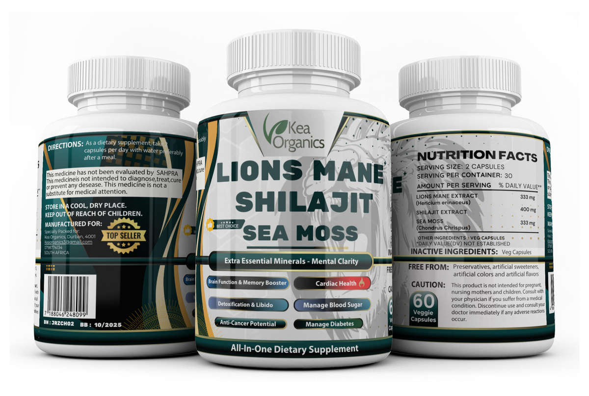 Lions Mane, Shilajit, Sea Moss - 60 Veggie Capsules